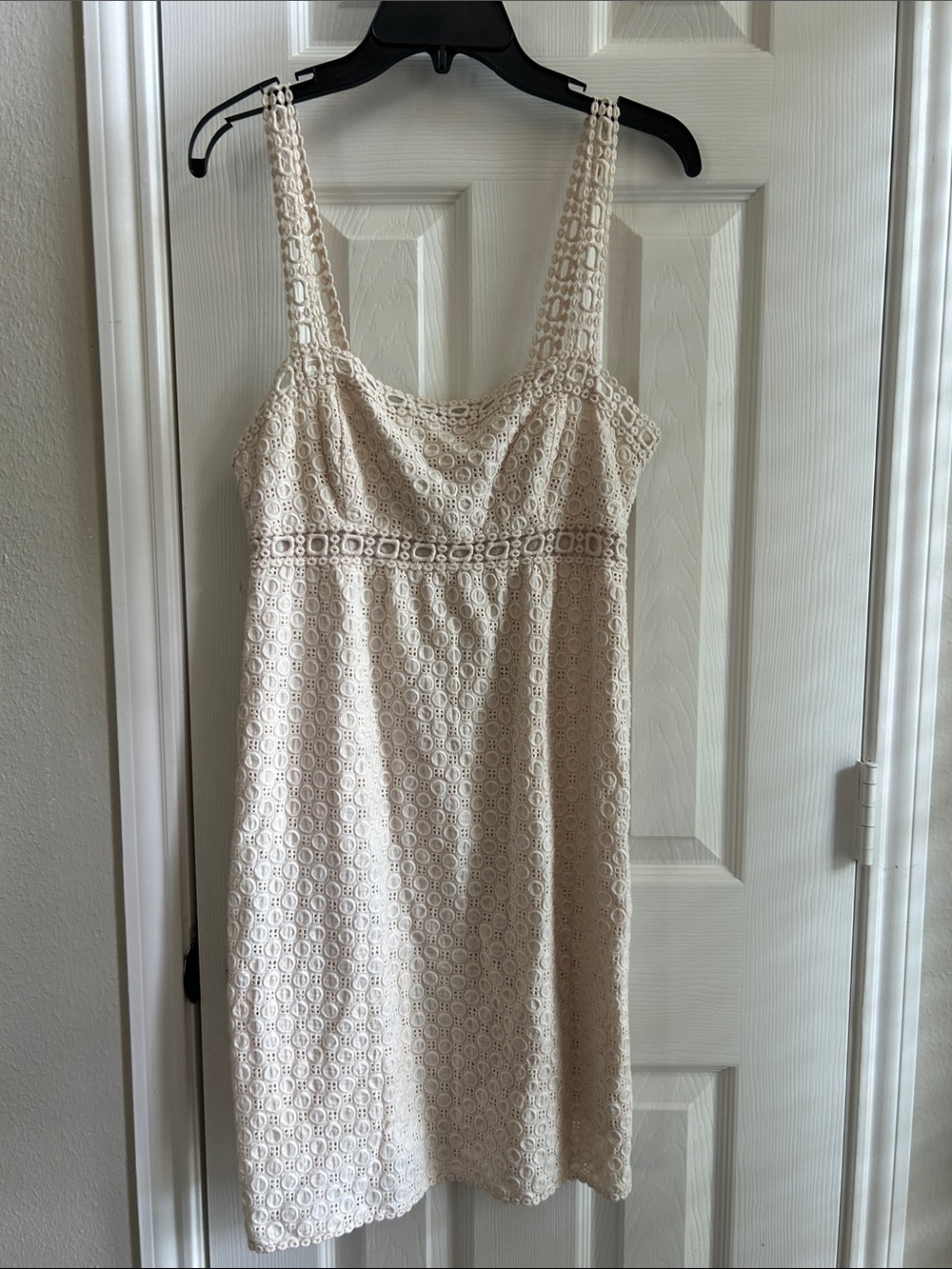 Lace Trim Cream Slip Dress - Women's Chemise